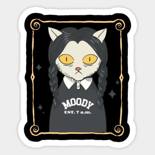 Moody Est 7 am Girl Cat Creepy Scary Halloween Sticker